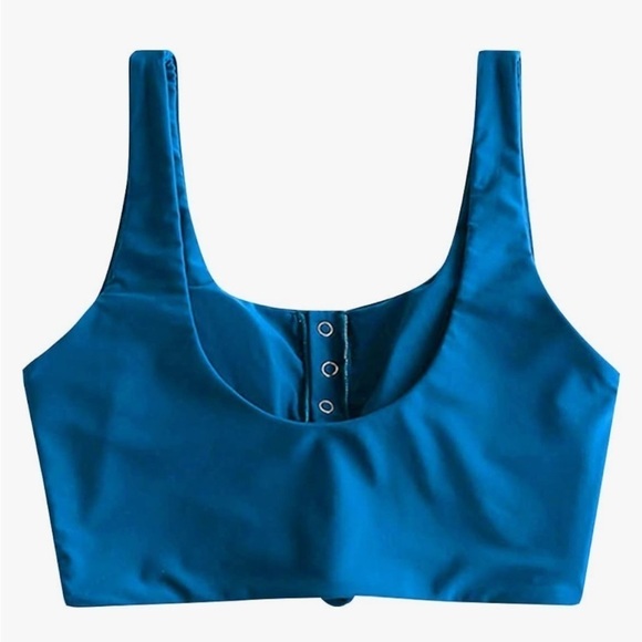 NWT ZAFUL Front Knot Bikini Top Crop Tankini Top Scoop Neck Padded XXL - Picture 3 of 5